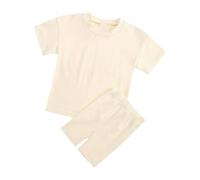 Set di abbigliamento per bambini, in cotone, a maniche corte, 2 pezzi, per adolescenti, jogging, palestra, set di abbigliamento sportivo, in tinta unita, leggero, morbido, estivo, spiaggia, vacanze