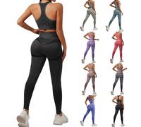 Set di Abbigliamento Sportivo Donna Completo Palestra 2 Pezzi Top e Legging Sportiva e Leggins Anticellulite Push Up Tuta Completa Reggiseno Sportiva e Leggings a Vita Alta Yoga Gym Jogging Fitness