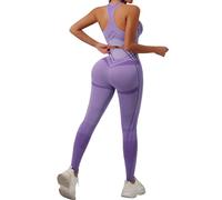 Set di Abbigliamento Sportivo Donna Completo Palestra 2 Pezzi Top e Legging Sportiva e Leggins Anticellulite Push Up Tuta Completa Reggiseno Sportiva e Leggings a Vita Alta Yoga Gym Jogging Fitness
