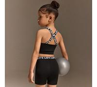 Set di abbigliamento sportivo per ragazze giovani, composto da top smanicato con design a croce sulla schiena e pantaloncini, in tessuto ad alta elasticità, confortevole e morbido, adatto per fitness,