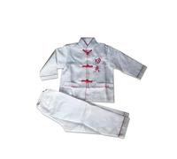 Set di abbigliamento tradizionale cinese per bambini e bambine, con top a maniche lunghe, pantaloni, Wing Chun (bianco, 12 anni)