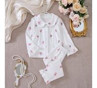 Set di abiti da casa con balze per ragazze giovani 6Y,7Y,4Y,5YFlorealeFlanella