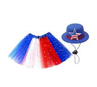 Set di abiti da oche da portico - Costume da con stelle e lustrini | Abito patriottico per il giorno 'indipendenza | Gonna in tulle da giardino da 58 cm, set di cappelli decorativi |