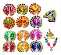 Set di abiti Lord - Taglia 0 da n. a 1 n. | 6 abiti eleganti + 6 abiti semplici con 1 mukut e 1 pagdi | Kanha Ji Thakur Ji Poshak Combo | Set di abiti divinità Bal Gopal