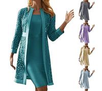Set di Abito a Vita Alta e Cardigan, Traspirante da Donna Vestito a Tubino Con Cardigan Banchetto Cerimonia Elegante Estivo Corto per la Primavera e L'Estate Confortevole 2024