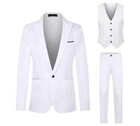 Set di abito da uomo 3 pezzi, vestibilità slim, giacca con un solo bottone e gilet, abiti eleganti, completi casual da lavoro, festa di matrimonio, G