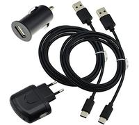 Set di accessori 4 in 1 compatibile con Oppo A79 5G 2 cavi dati USB tipo C / 1 adattatore di alimentazione / 1 adattatore per auto (Suncase-Store) USB C alimentatore di rete