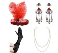 Set di accessori anni '20 per le donne ruggenti anni '20 accessori flapper costume con fascia anni '20 collana guanti orecchino