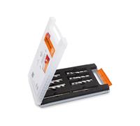 FEIN Set di accessori Best of frese a corona HSS 3/4" Weldon - 6 punte a corona prof. taglio 50 mm Ø 12, 14, 16, 18, 20, 22 mm e 2 perni di centraggio (100 mm) in valigetta di trasporto in plastica.