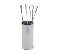 Set di accessori camino in Cilindro Ferro Battuto STYLE CHROME 16,5 xH 58 cm - 4,5kg colore argento lavorazione artigianale in stile classico made In Italy 100x100 argento