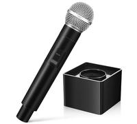 Set di accessori con microfono simulato e logo quadrato nero, design realistico, 1 pezzo ciascuno, ideale per live streaming/fotografia/performance, microfono simulato e logo quadrato, 1 microfono + 1