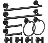 Set di accessori da bagno, 10 pezzi nero opaco in acciaio inox set di hardware per bagno, set di accessori da bagno con barre per asciugamani da 40,6 cm, porta carta igienica, anelli per asciugamani,
