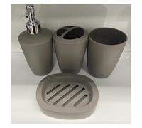 Set di accessori da bagno, 4 pezzi dispenser di sapone bottiglia piatto bagno porta spazzolino tazza adatto decorazione della casa(Brown)