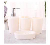 Set di accessori da bagno, 4 pezzi dispenser di sapone bottiglia piatto bagno porta spazzolino tazza adatto decorazione della casa(White)