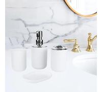 Set di accessori da bagno, 4 pezzi Portaspazzolino in plastica ABS Portaspazzolino Portasapone Decorazione da banco(White)