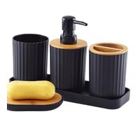 Set di accessori da bagno, 5 pezzi, accessori da bagno decorativi, porta spazzolino, bicchiere per spazzolino, dispenser per sapone, portasapone, vassoio, accessori da bagno, decorazione moderna per