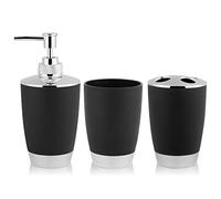 Set di accessori da bagno da 4 pezzi: portaspazzolino, dispenser di sapone, portasapone e bicchiere, organizer da appoggio (Nero)
