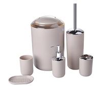 Set di accessori da bagno da 6 pezzi: bidone della spazzatura, portaspazzolino, bicchiere per spazzolino, dispenser di sapone, portasapone, porta scopino per WC, set decorativo moderno per il bagno