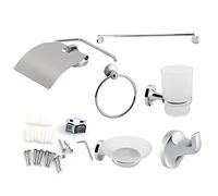 Set di Accessori da Bagno da 6 Pezzi, Portasciugamani a Parete in Stile Moderno E Minimalista, Anelli Per Asciugamani, Porta Carta Igienica, Portasapone Per Il Bagno Dell'hotel