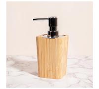 Set di accessori da bagno, Dispenser di sapone in legno di bambù Portasapone Portascopino in legno massello di bambù(Soap Dispenser)