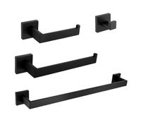 Set di accessori da bagno in acciaio inox nero, kit da 4 pezzi: porta asciugamani porta carta igienica, porta scopino, decorazione moderna per il bagno, durevole ed elegante