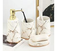 Set di accessori da bagno in ceramica, set moderno per lavabo da bagno, fornito con dispenser di sapone, portasapone e 2 boccette per collutorio