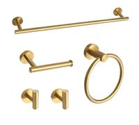 Set di accessori da bagno in oro 5 pezzi - Set di portasciugamani da parete resistente 120508