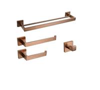 Set di accessori da bagno in oro rosa spazzolato, 2 barre per asciugamani quadrate (60 cm), porta carta igienica e gancio per accappatoio, soluzioni eleganti per riporre oggetti da bagno per