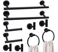 Set di accessori da bagno nero opaco, set di accessori da bagno in acciaio inossidabile, set di barre per asciugamani da bagno, portasciugamani per bagno a parete.