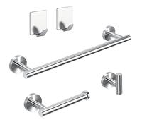 Set di accessori da bagno per portasciugamani - Set di accessori da bagno in acciaio inossidabile 5 pezzi, portasalviette da bagno 12 "+ porta carta igienica + gancio per accappatoio