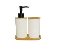 Set di accessori da bagno, Set di dispenser di sapone 3 pezzi/set dispenser di sapone e porta spazzolino da denti(White)