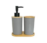 Set di accessori da bagno, Set di dispenser di sapone 3 pezzi/set dispenser di sapone e porta spazzolino da denti(Grey)