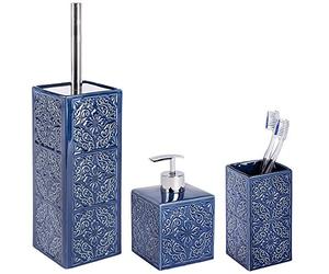Set di accessori da bagno Wenko Cordoba, 3 pezzi, in colore blu scuro