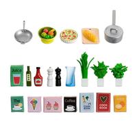Set Di Accessori Da Cucina In Scala 1:18 Con Cibo Piante E Pentole