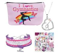 Set di accessori da ginnastica per ragazze - braccialetto da ginnastica, catena da ginnastica, trousse per cosmetici e adesivi da ginnastica - cose fantastiche per ginnastica, sacca da ginnastica e