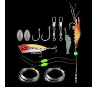 Set di accessori da pesca, 13 pezzi, con lenze, esche e rig, design compatto, portatile, materiale ABS a lunga durata, pronto all'uso per tutti i tipi di acqua (A)