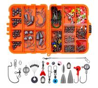 Set di accessori da pesca per Abu Garcia Veritas 2.0 Schooling Rig 2015 | ami, piombi, girelle, moschettoni, terminali e perline; scatola doppia compatta con divisori regolabili; for routine use