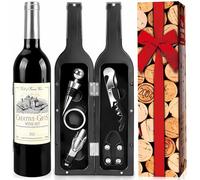 Set di Accessori da Vino a Forma di Bottiglia di Vino, Set di cavatappi, Set Regalo di Accessori per Il Vino, Set di apribottiglie, Set di Sommelier del Vino con apribottiglie (Silver bottle001)