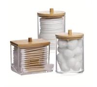 Set di accessori, dispenser per batuffoli di cotone, batuffoli di cotone, tamponi rotondi di cotone, organizer per trucco da toeletta, contenitore per farmacia (set E)