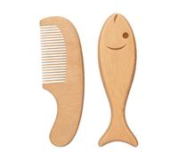 Set di accessori essenziali per la cura dei capelli dei bambini, con pettine e spazzola in legno, arrotondato, in legno di faggio, per la routine quotidiana, la cura della scuola materna e dopo il