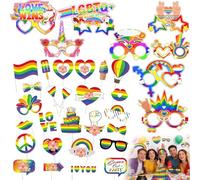Set di Accessori Fotobooth LGBTQ+ Pride - 26 Pezzi di Decorazioni Colorate con 8 Occhiali Arcobaleno per Feste, Celebrazioni e Divertimento Fotografico