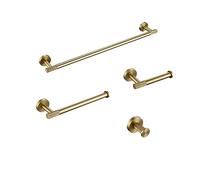 Set di accessori hardware per il bagno Kit in ottone zigrinato oro spazzolato Porta asciugamani Anello porta accappatoio Porta carta Porta asciugamani Scopino, kit, 45