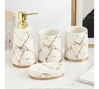 Set di accessori in ceramica per Bthroom, set da bagno per la casa con dispenser di sapone, portasapone, 2 bicchieri per collutori, set da bagno in ceramica elettrolitica