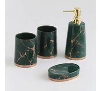 Set di accessori in ceramica per Bthroom, set da bagno per la casa con dispenser di sapone, portasapone, 2 bicchieri per collutori, set da bagno in ceramica elettrolitica