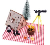 Set di accessori natalizi per porta del gnomo, in miniatura, decorazione a forma di gnomo, gnomo di Natale, in miniatura, accessori fai da te, mini tenda in legno, stivali da falò, coperta da picnic