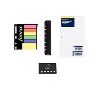 Set di accessori per agenda organizer Filofax, personale, 1 righello nero + 1 busta trasparente + note adesive + 1 indice adesivo blumie (regola + indice + blocco note)