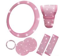 Set di accessori per auto con strass per coprivolante, cambio e cintura di sicurezza, comfort (rosa)