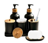 Set di Accessori per Bagno Contenitore per Cotton Fioc con 2 Barattoli | Portasapone con Bicchiere Portaspazzolino e Vassoio Accessorio Bagno per Ripiano Lavabo Cucina Dormitorio