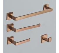 Set di accessori per bagno in oro rosa Porta accappatoio in acciaio inossidabile Porta asciugamani Porta rotolo di carta igienica Anello porta asciugamani Accessori per il bagno, Oro rosa spazzolato
