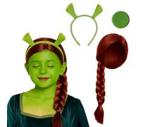 Set di accessori per bambine da principessa orco, con parrucca rossa, vernice verde e fascia orco, perfetto per Halloween, travestimento e feste a tema